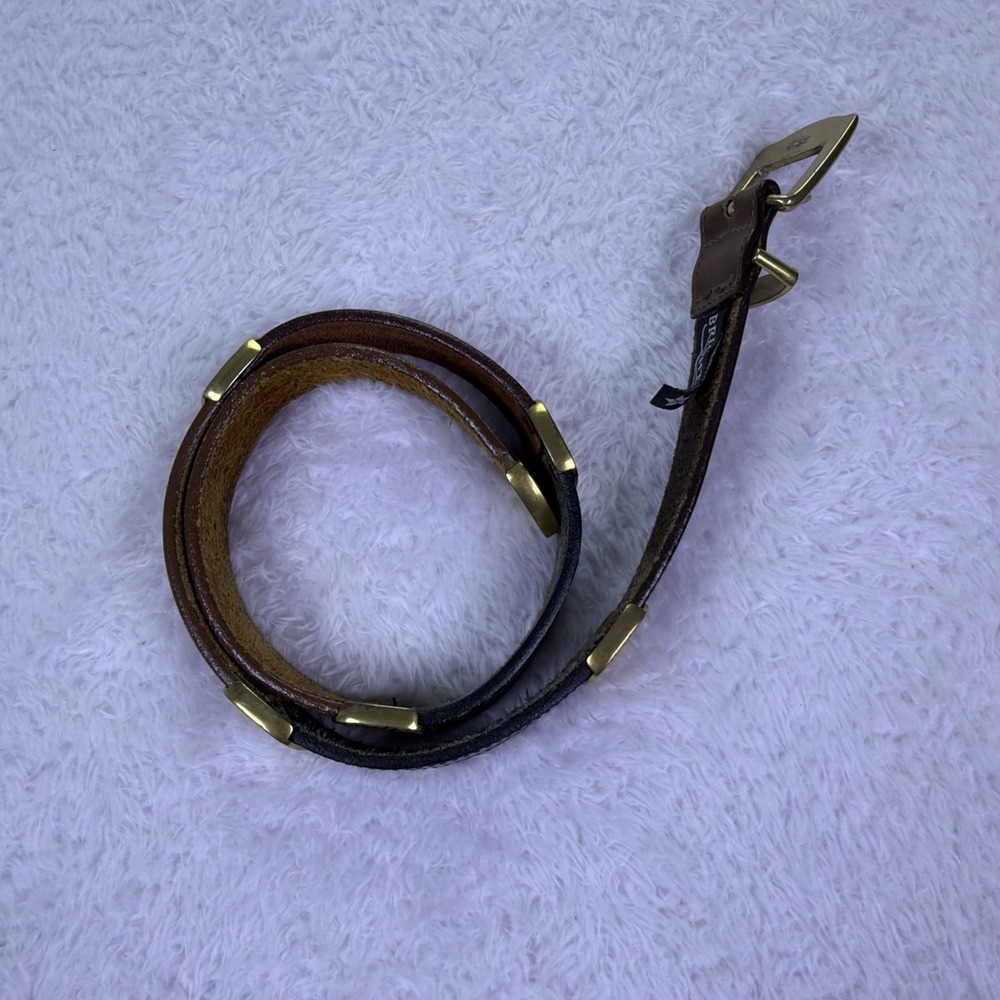 Vintage 90s BRIGHTON Multicolor Leather Belt Brass Buckle Rosettes - Made In USA